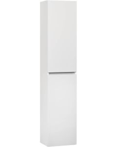 Ben Limara Hoge kast Rechts, 35x29x165 cm, Glans Wit/Aluminium