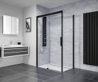 Ben iMotion Zijwand rechts 90x206 cm voor schuifdeur links Mat Zwart Helder Glas