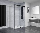 Ben iMotion Zijwand links 90x206 cm voor schuifdeur rechts Mat Zwart Helder Glas